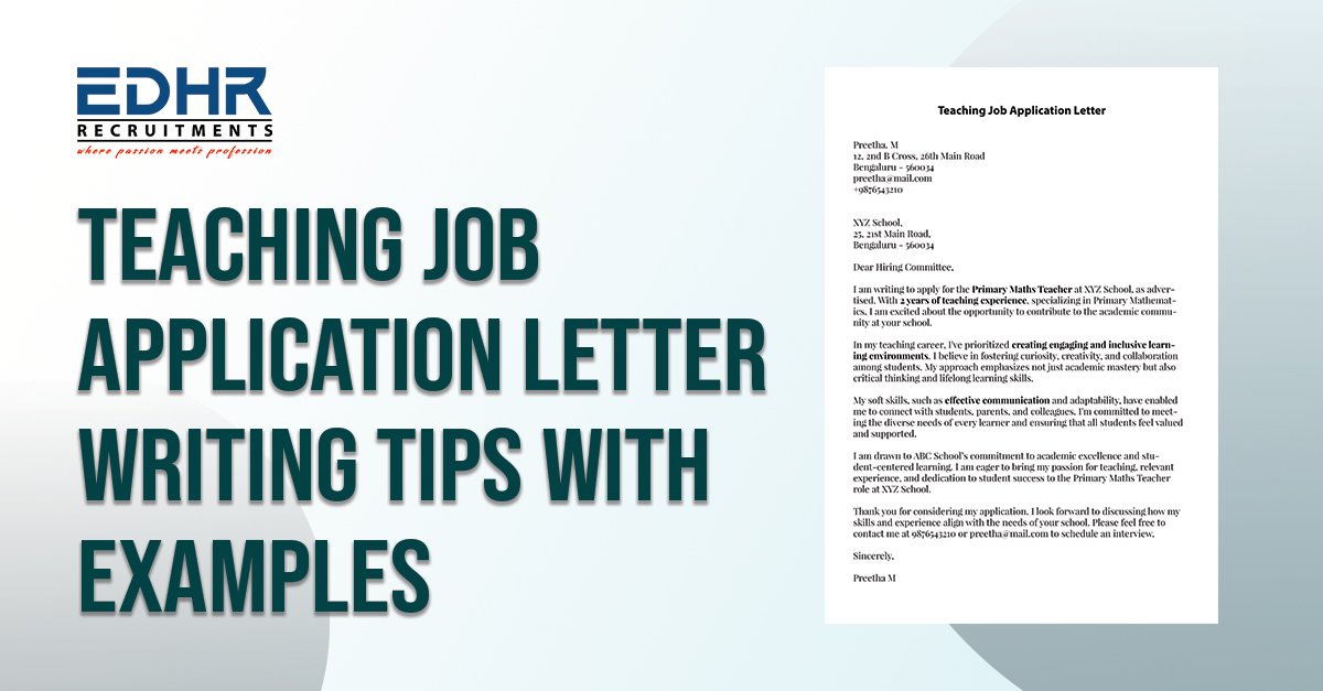 Teaching Job Application Letter Writing Tips With Examples